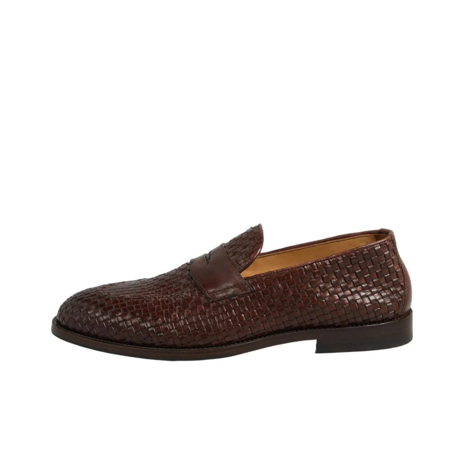Brunello Cucinelli Penny-slot Woven Leather Loafers