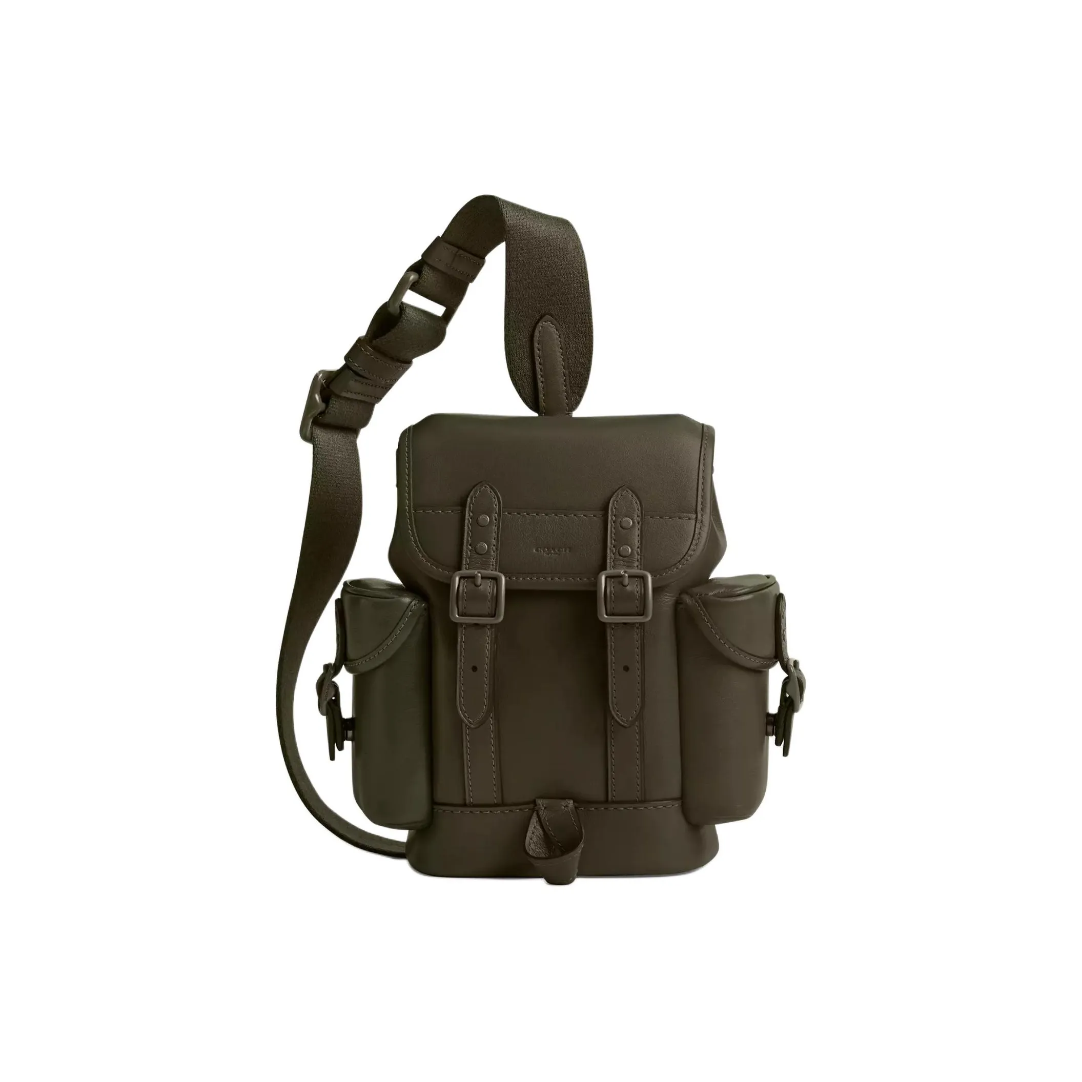 COACH Hitch Утонченный Телячья кожа Сумка через плечо Мини Мужской Армейский зеленый