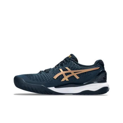 Asics Гель Resolution 9 Кроссовки для тренировок Низкие Топы Синее Золото Белый Мужские