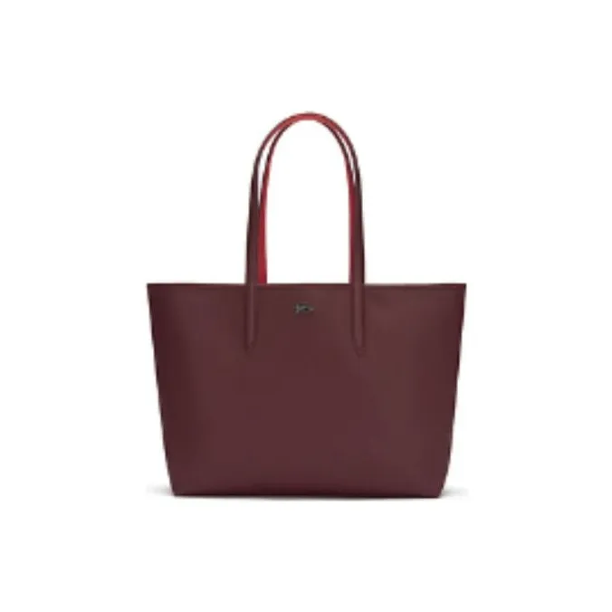 LACOSTE PVC Tote Bag, Shopping Bag, Shoulder Bag, Handbag Tubas Women's Bordeaux Burgundy & Garnet Red