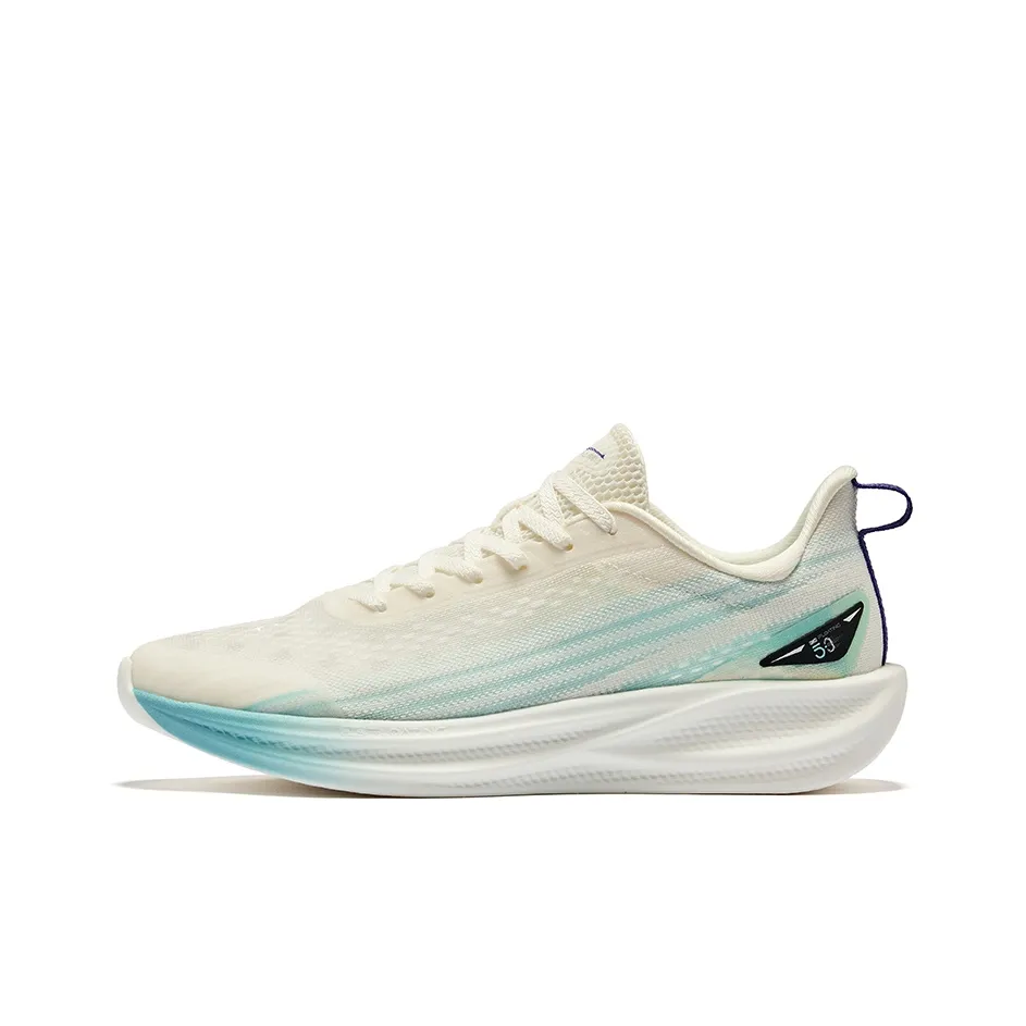 Erke Cushioning Wear Resistant Low Top Sprint Running Shoes Men's Microcrystal White Saint Nian Blue