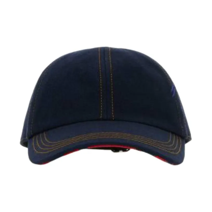 Burberry Stitch Detailed Curved Hem Denim Baseball Cap