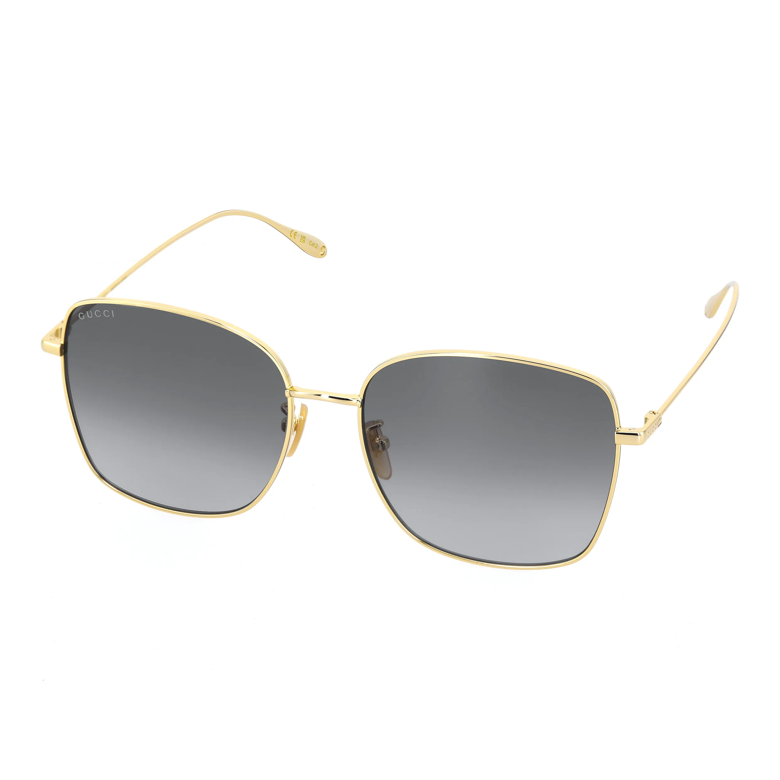 GUCCI SS22 Gradient Square Metal Sunglasses Women's Gold