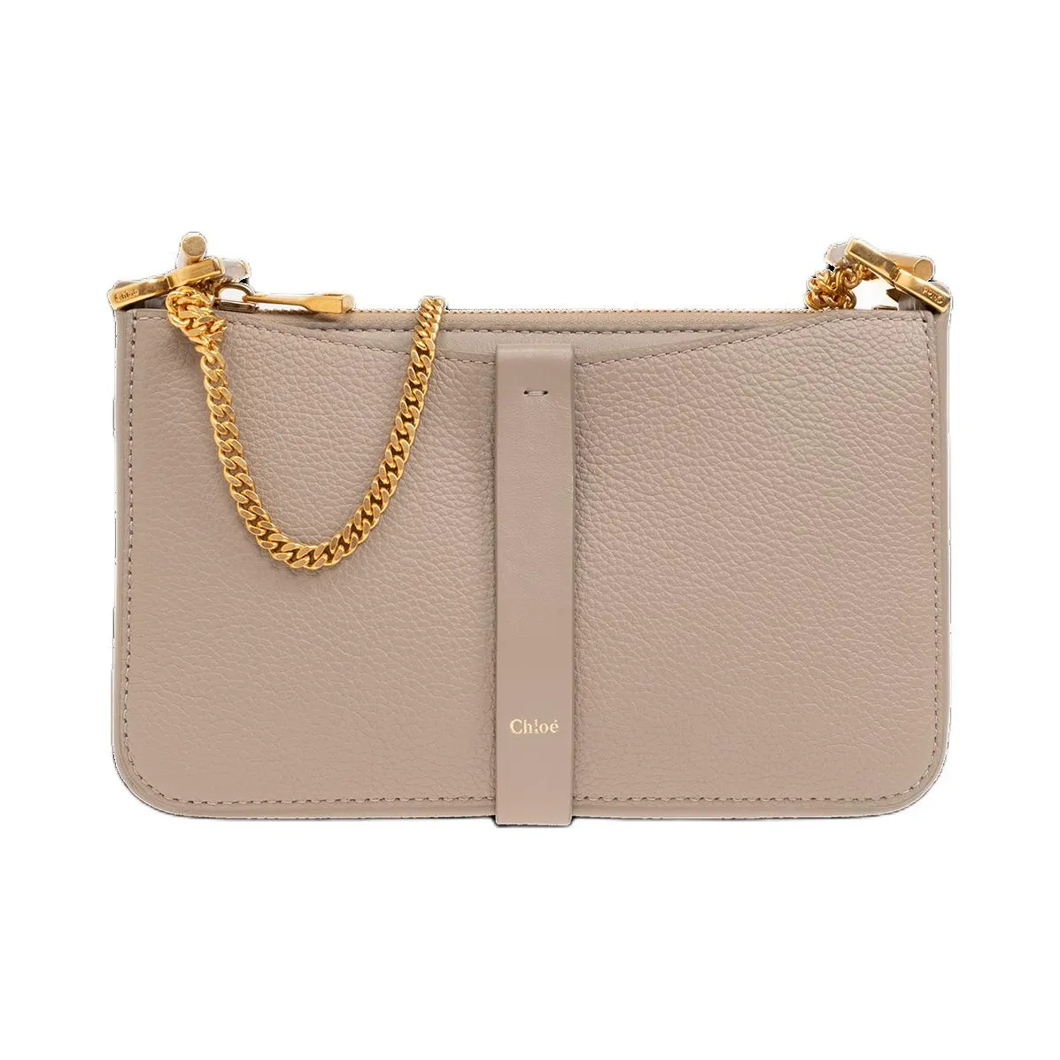 Chloe Marcie Grain Calfskin Shoulder Bag Women's Beige