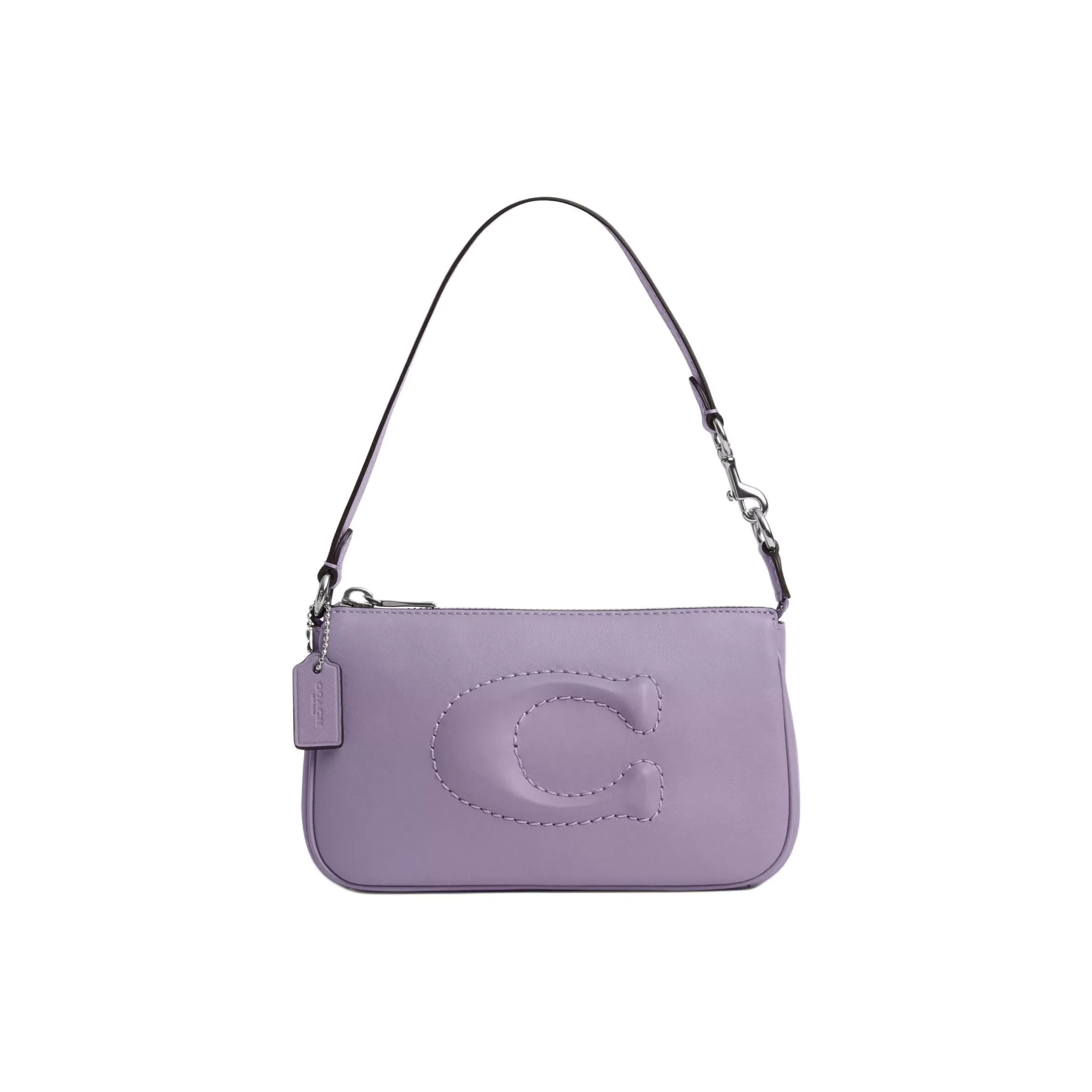 COACH Nolita Гладкая кожа Одно плечо Сумка Маленькая Женская Серебряный и Светло-фиолетовый