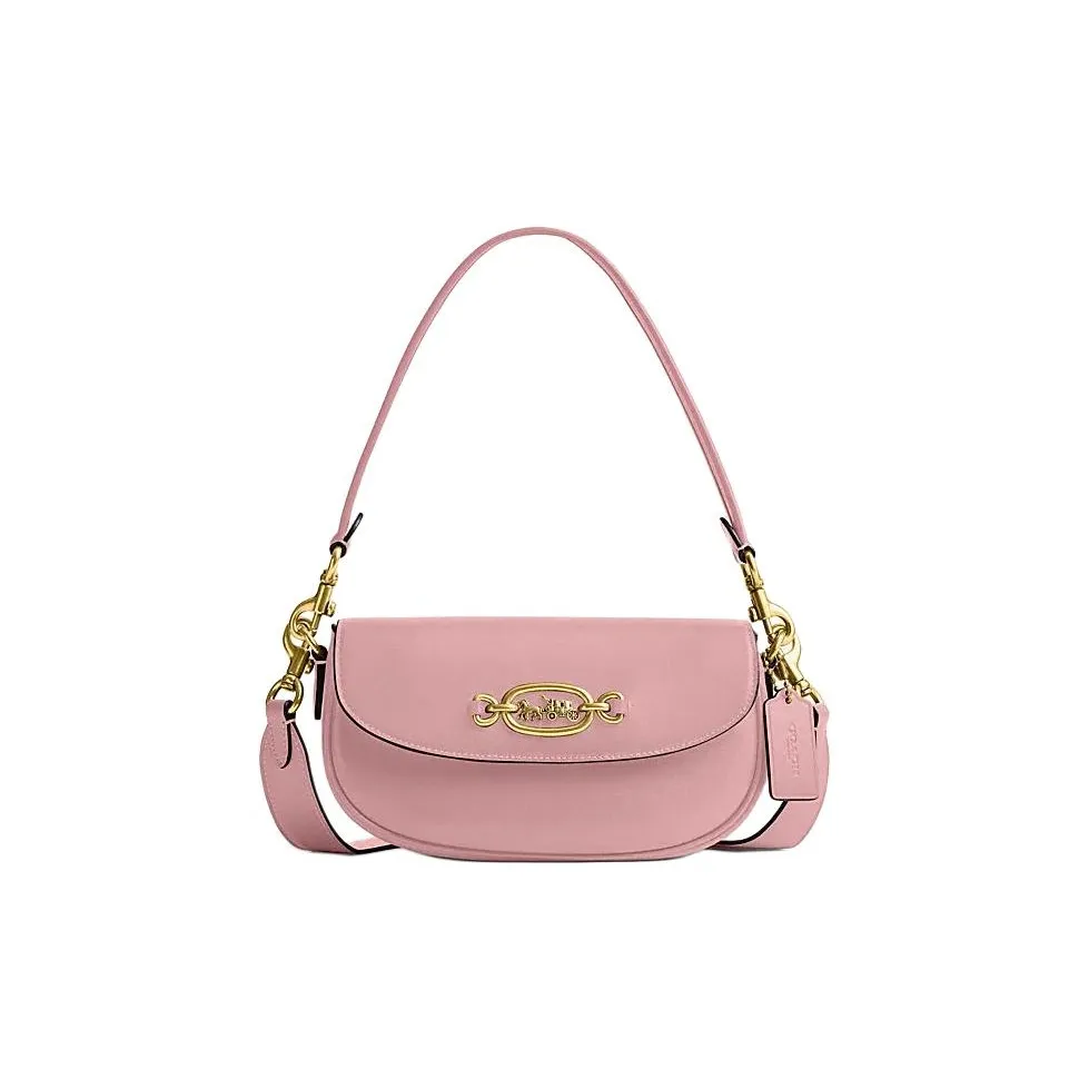 COACH Harley Cow Leather Saddle Bag Handbag, Shoulder Bag Medium Size Women's Soft Pink