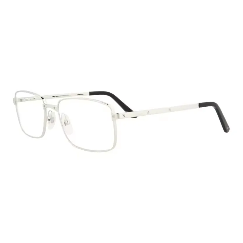 CARTIER Metal Irregular Shape Eyeglass Frames Unisex Silver