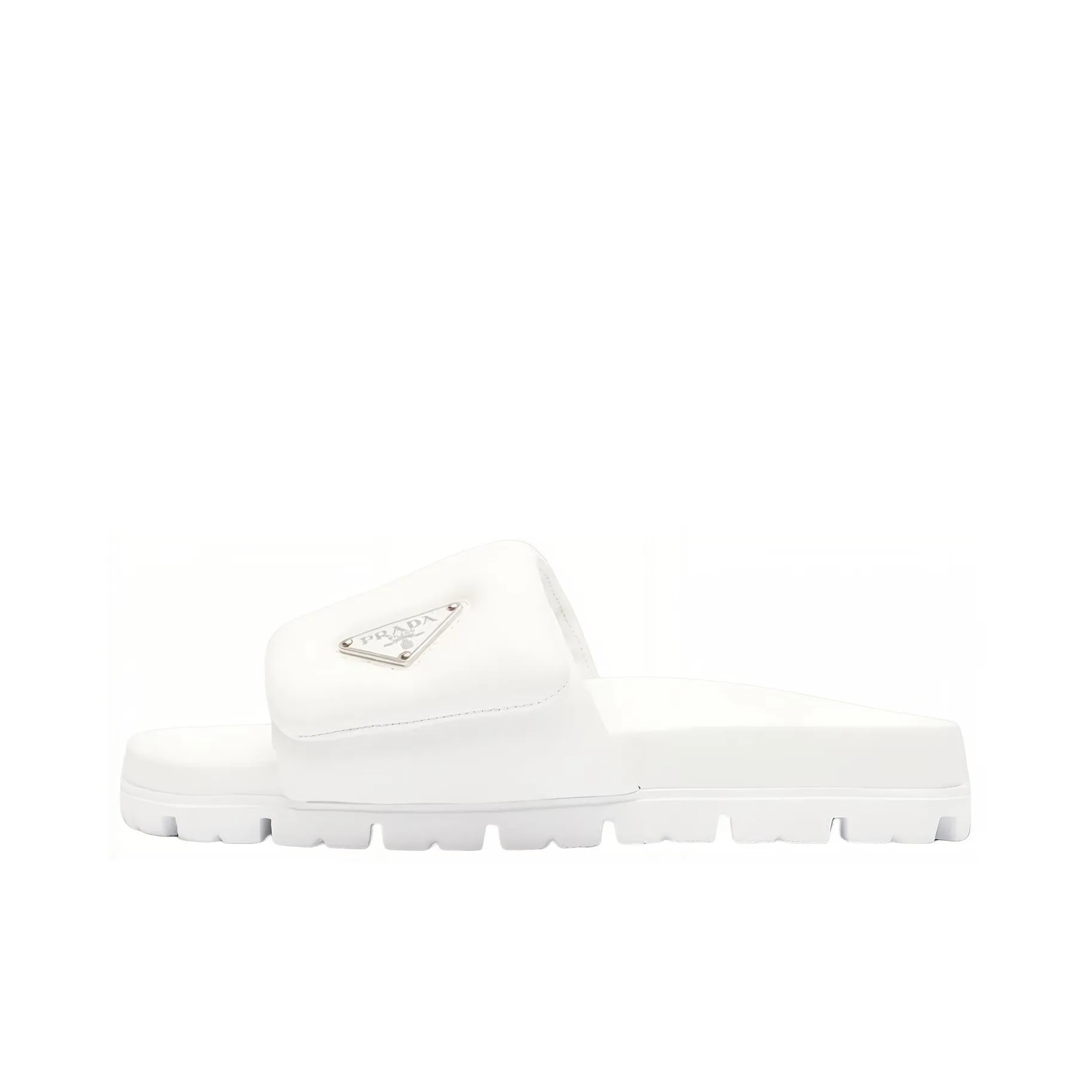 PRADA Soft Padded 20mm Slide Sandal White Nappa Leather Women's