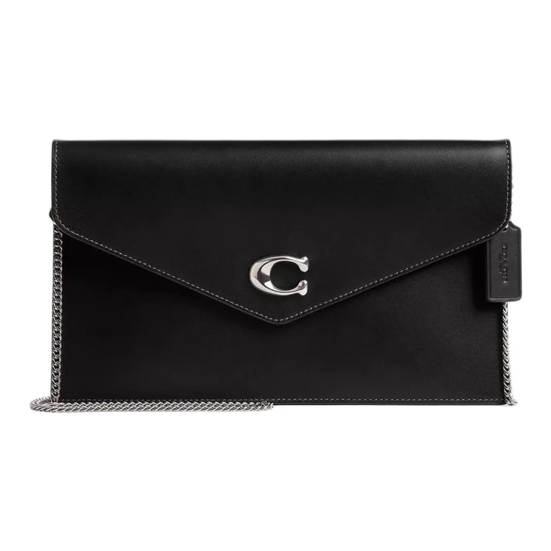 COACH Телячья кожа Одно плечо Через плечо Клатч Большой Women's Silver Черный