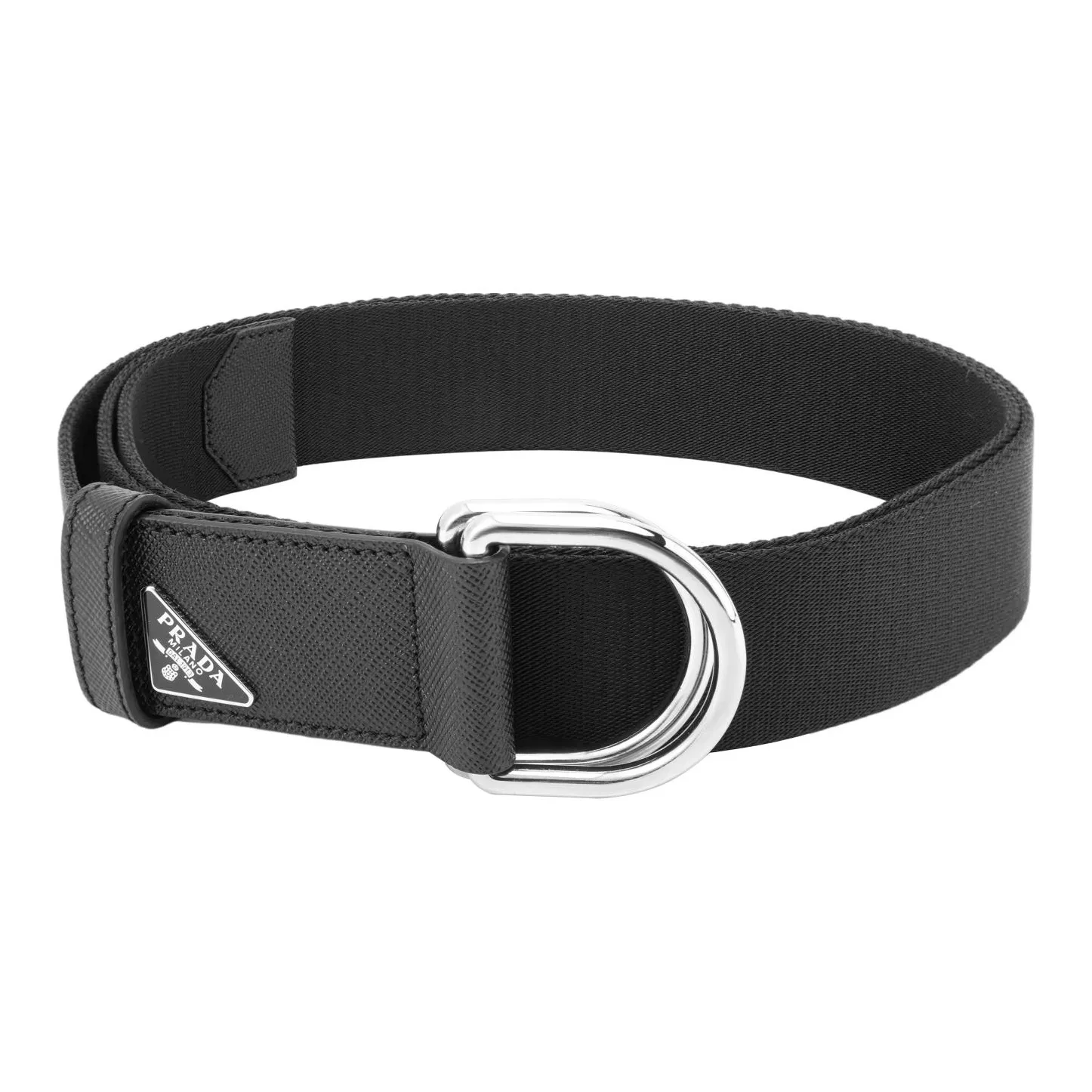 PRADA Logo Plaque Woven Belt