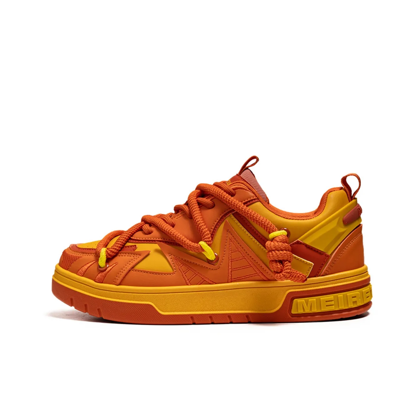 Meiretu Abrasion Resistant Lightweight Slip Resistant Low Top Skateboard Shoes Men's Orange