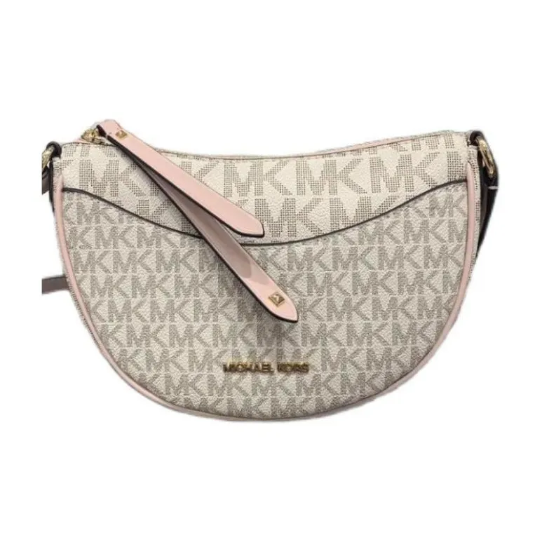 MICHAEL KORS Dover Cow Leather Crescent Bag, Shoulder Bag, Portable Crossbody Bag Women's Light Pink