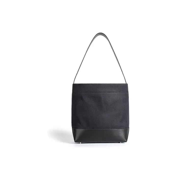 Beau Today Узор "елочка" Холст с Коровьей кожей Пэчворк Холст Сумка Сумка через плечо Унисекс Экстрим Найт Черный