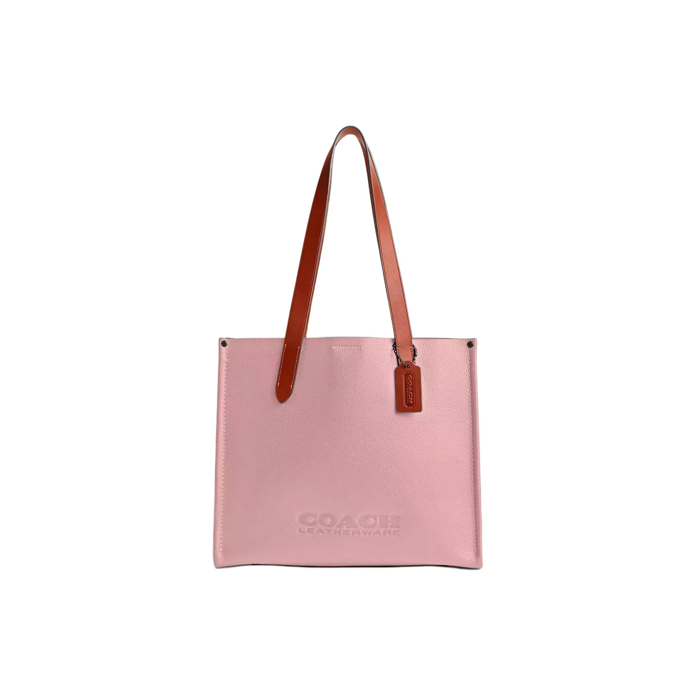 COACH Relay Полированная Галька Кожа Тоут Сумка Сумка для покупок Сумка на плечо Сумка Большая Мужская Светло-розовая