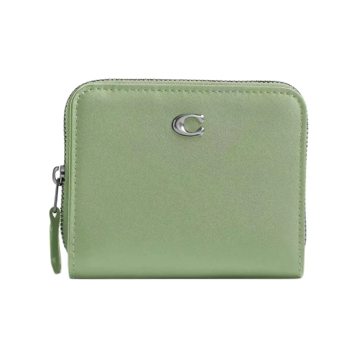 COACH Billfold Wallet Утонченный Телячья кожа Кошелек Мини Women's Silver Свет Фисташковый
