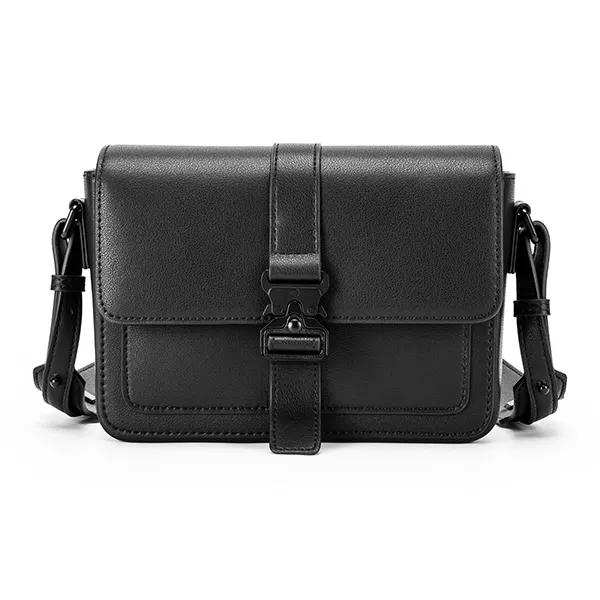 GUDI Cowhide Leather Material Minimalist Style Small Square Bag Crossbody Bag Regular Men's Black