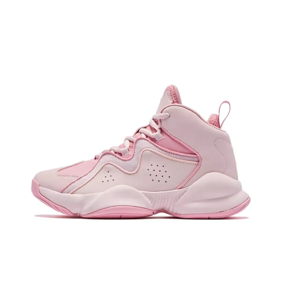 QIAODAN Cushioned Wear Resistant Breathable High Top Basketball Shoes Women's Pink