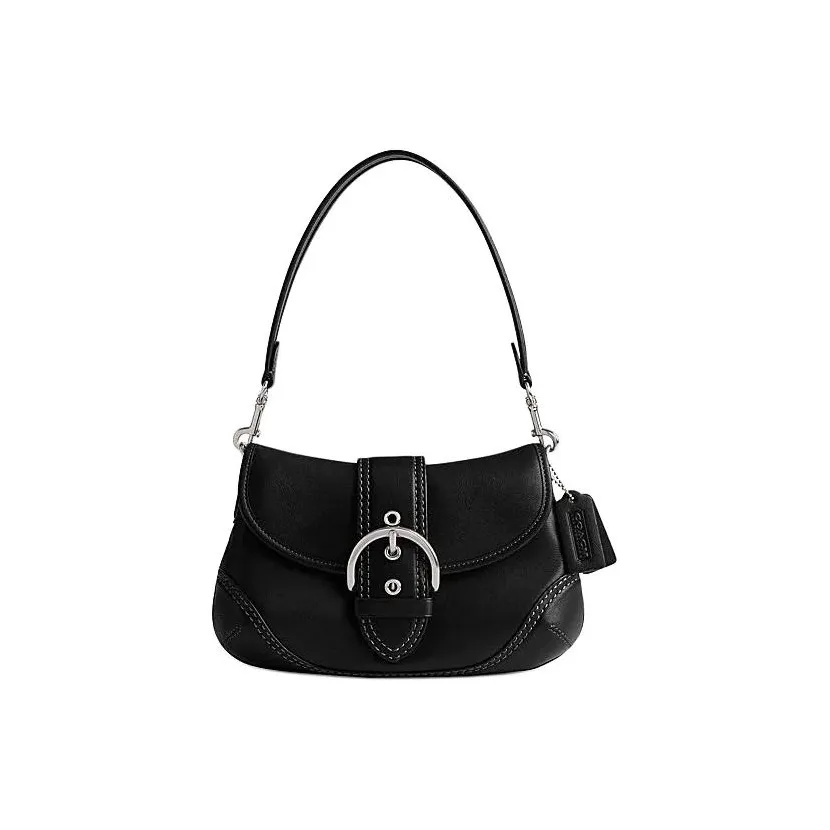 COACH Soho Cow Leather One Shoulder Handbag Medium Size Women's Black