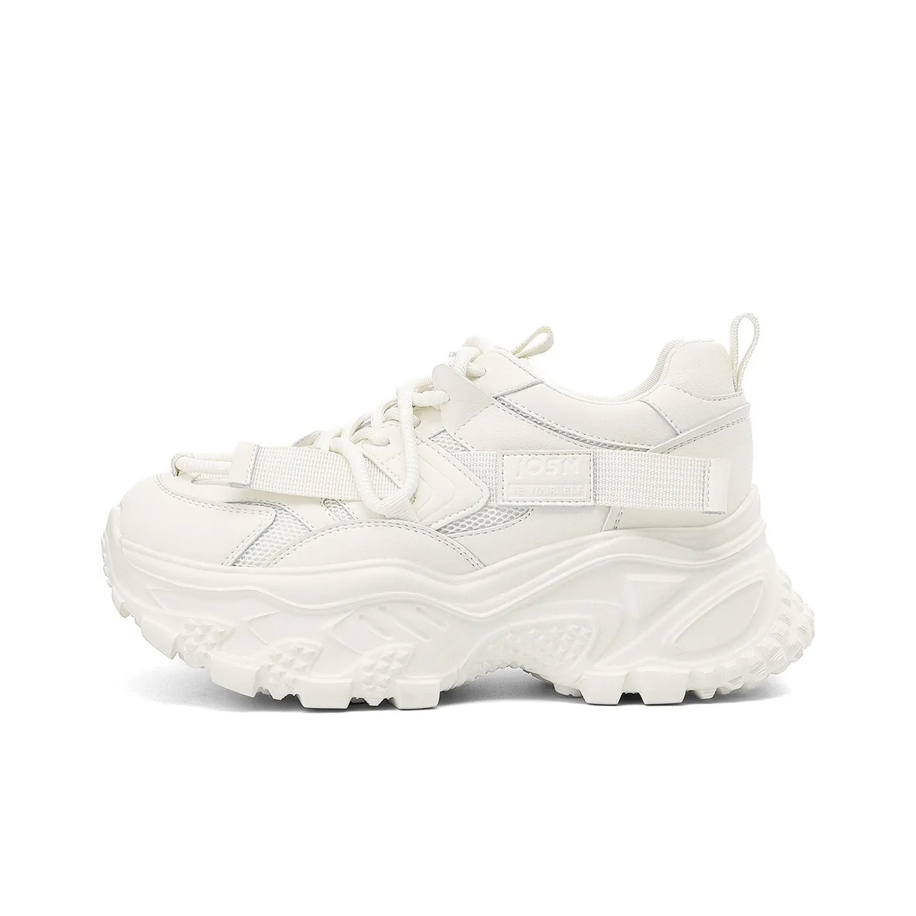 JOSINY Anti-Slip Wear-Resistant Waterproof Breathable Height Increasing Low-Top Chunky Sneakers 7.5cm Women's