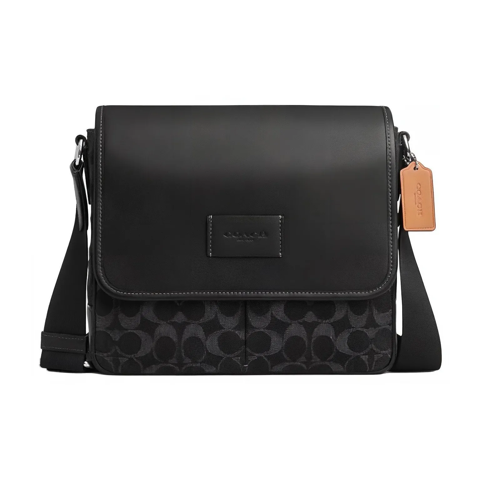 COACH Sprint Телячья кожа Сумка через плечо Средняя Мужская Черная