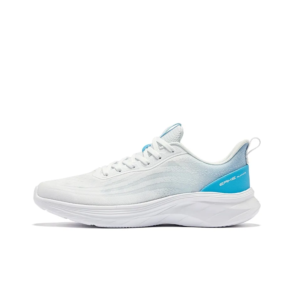 Erke Cushioning Breathable Low-Top Running Shoes Men's Elk White Swimming Pool Blue