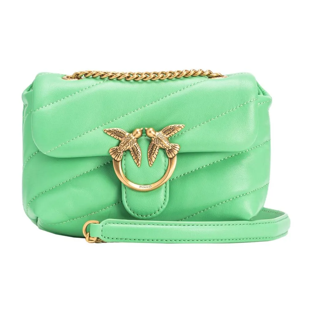 PINKO Baby LovePuff Sheepskin Crossbody Bag Shoulder Bag Women's Light Green PINKO Детский LovePuff Овчина Сумка через плечо Сумка на плечо Женская Светло-зеленая