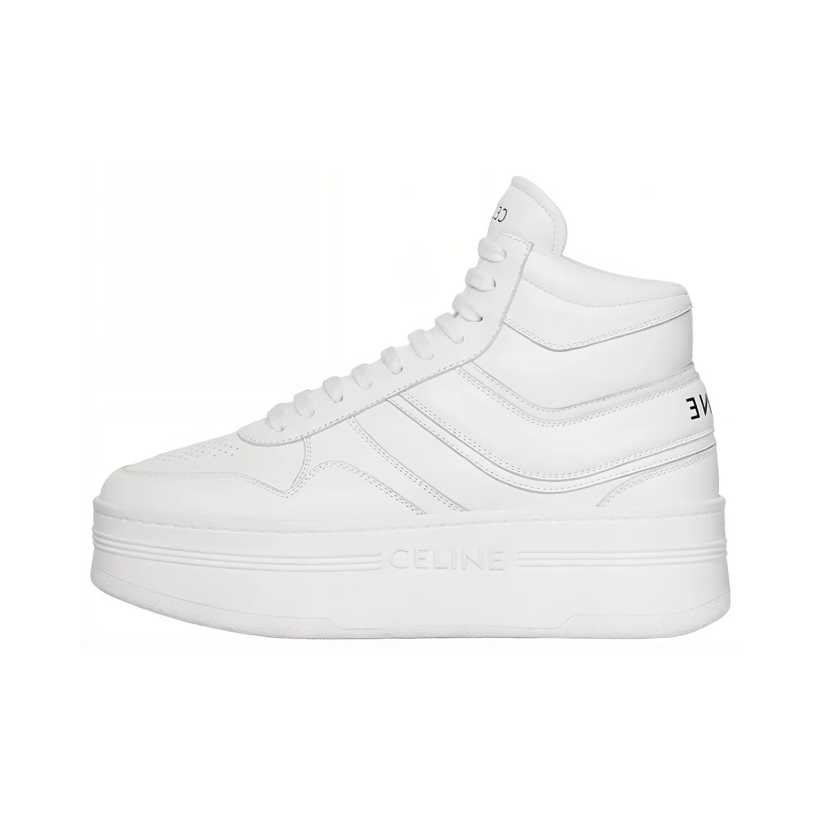 CELINE Block Mid Top Stylish Skateboarding Shoes Women's White