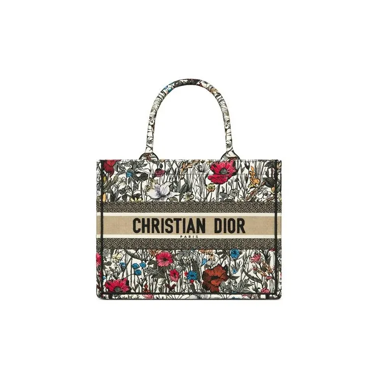 DIOR Canvas Canvas Bag Shoulder Bag Tote Bag Shopping Bag Handbag Small Size Women's Multicolor/Embroidery
