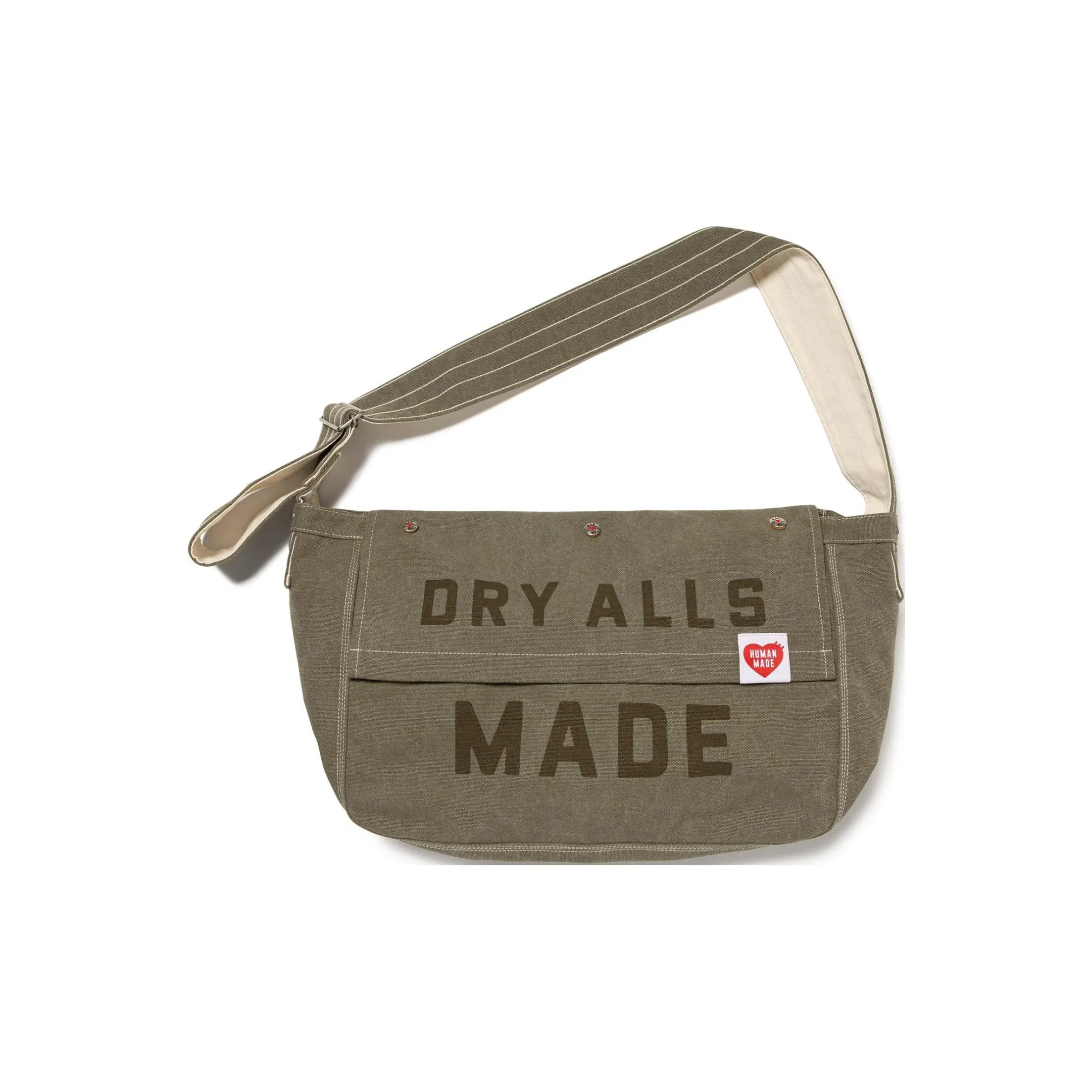 HUMAN MADE Cotton Messenger Bag, Shoulder Bag, Crossbody Bag Tubas Unisex Olive Umber