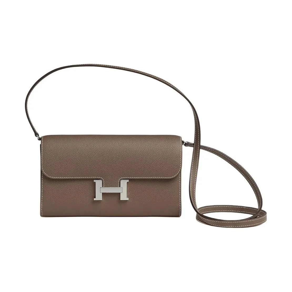 HERMES Constance To Go Evercolor Calfskin Wallet, Handheld Shoulder Bag, Crossbody Bag Women's 18 Etoupe Elephant Gray