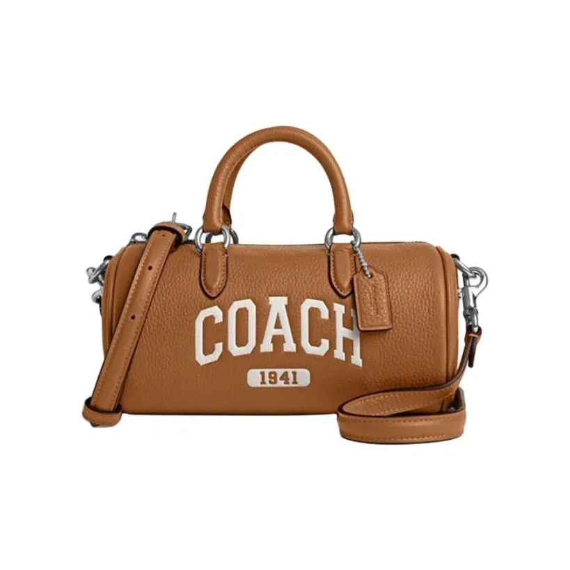 COACH Rowan Кожа Бостон Сумка Сумка через плечо Сумка через плечо Маленькая Женская Коричневая
