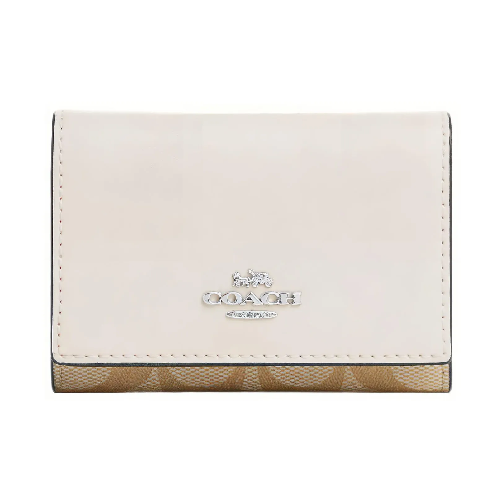 COACH Micro Coated Canvas With Smooth Leather Coin Purse Wallet Trumpets Women's White
