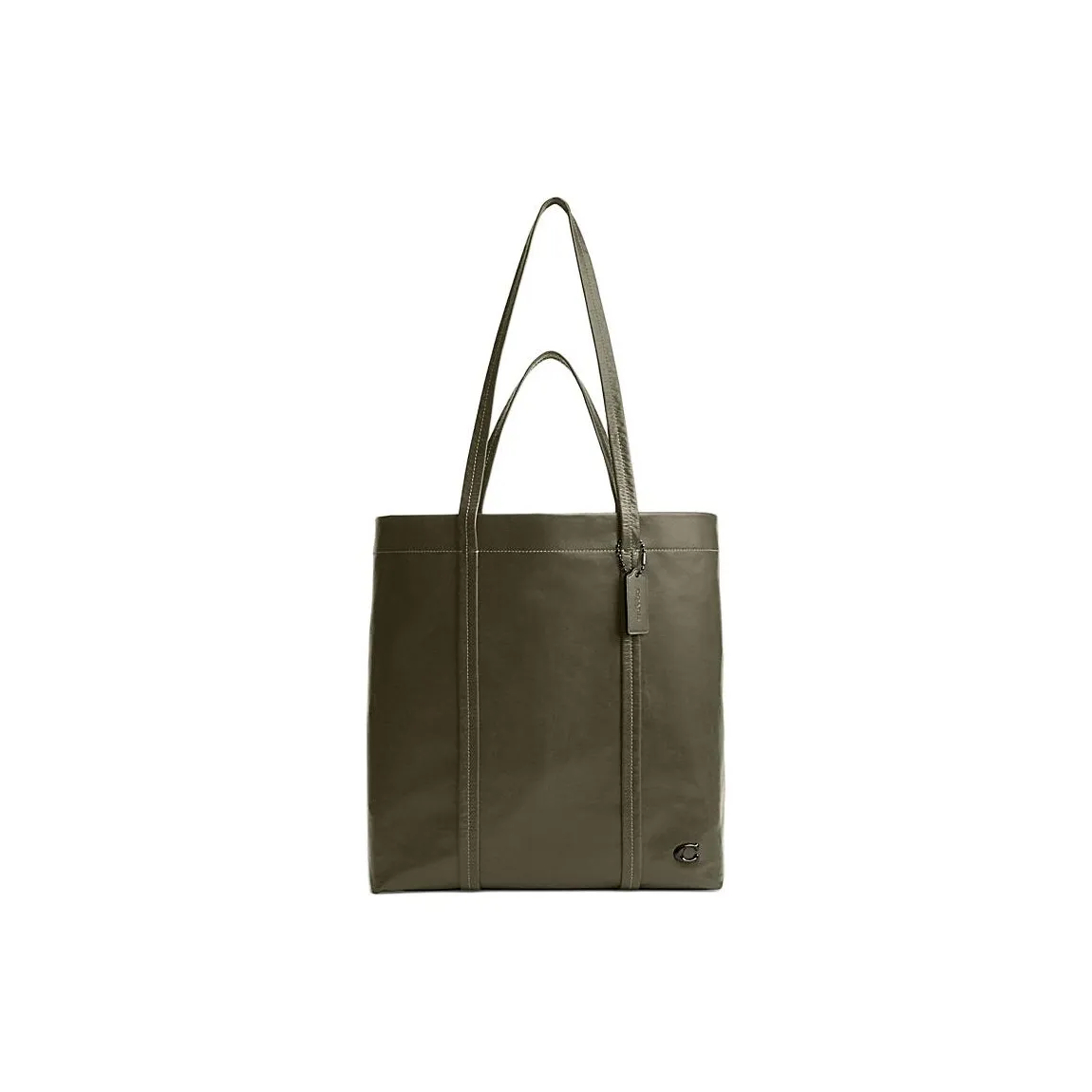 COACH Cow Leather Tote Bag Shopping Bag Handbag Shoulder Bag Large Size Men's Army Green