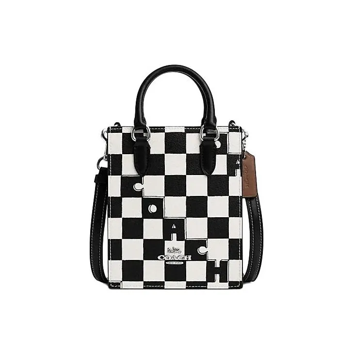 COACH N S Искусственная кожа Тоут Сумка Сумка для покупок Сумка Мини Women's Silver Фурнитура Черный Мел