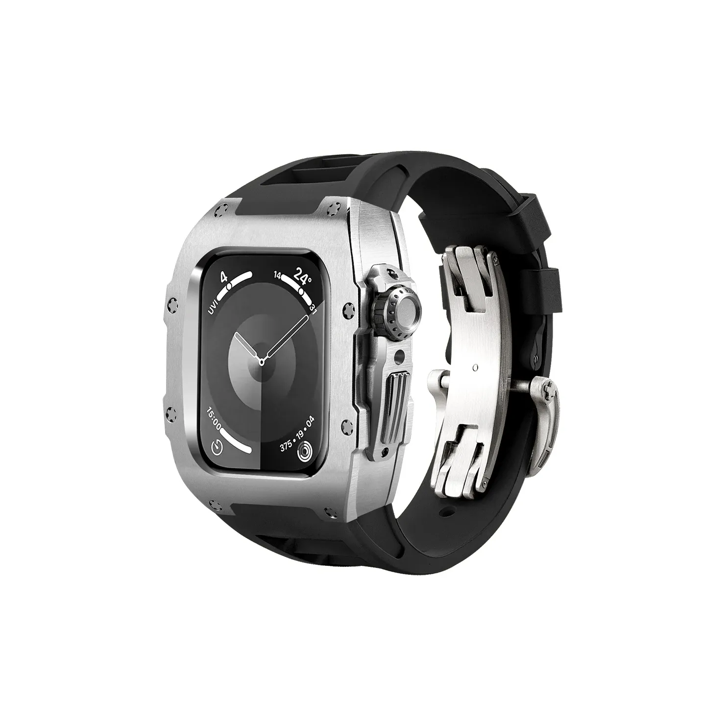 Soul Cool Защитный чехол Apple корпус из нержавеющей стали серебристый корпус ремешок из винила 45 44 мм