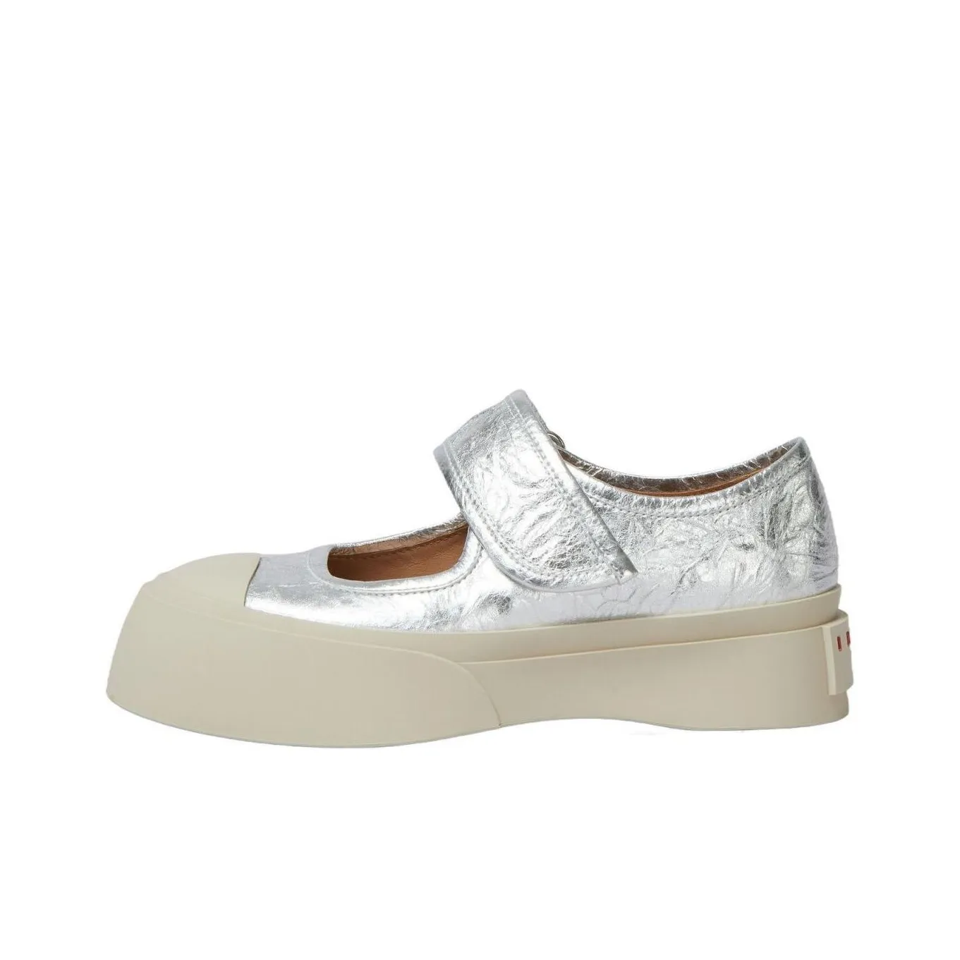 MARNI Mary Jane Metallic Wrinkled Sneakers Women's