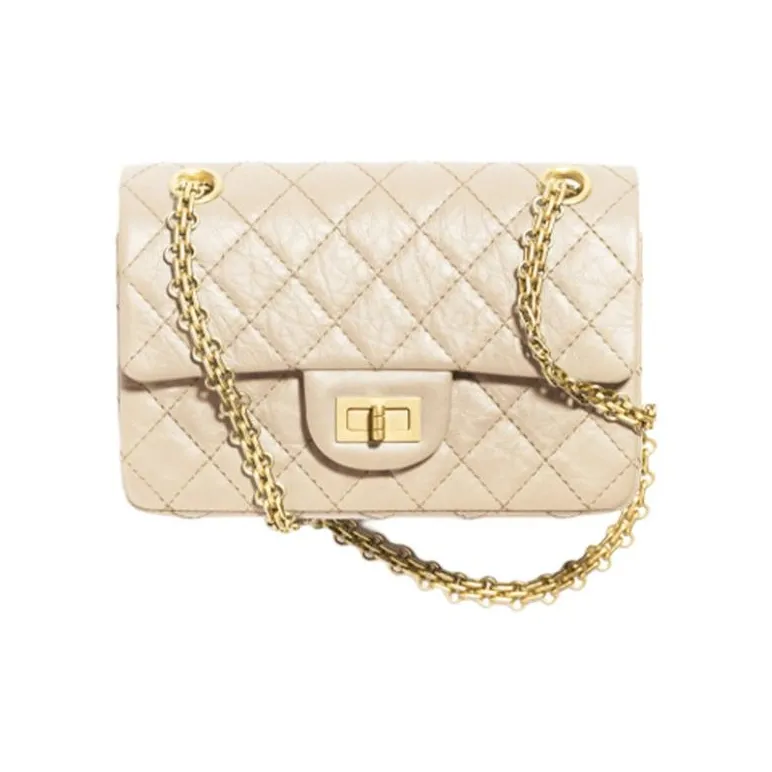 CHANEL 2.55 Calfskin Portable Crossbody Bag Shoulder Bag Women's Milk Tea