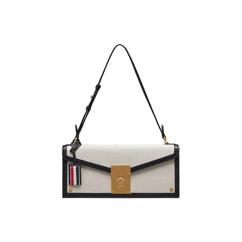 THOM BROWNE· Fabric With Cow Leather Handbag, Shoulder Bag Medium Size Women's