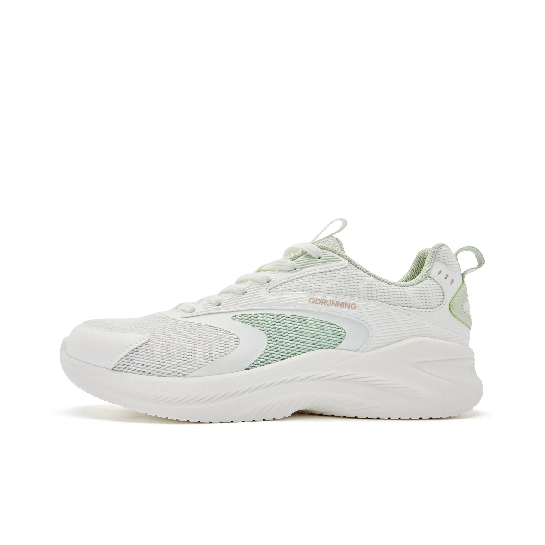 QIAODAN Balanced Lightweight Low Top Running Shoes Men's White Green