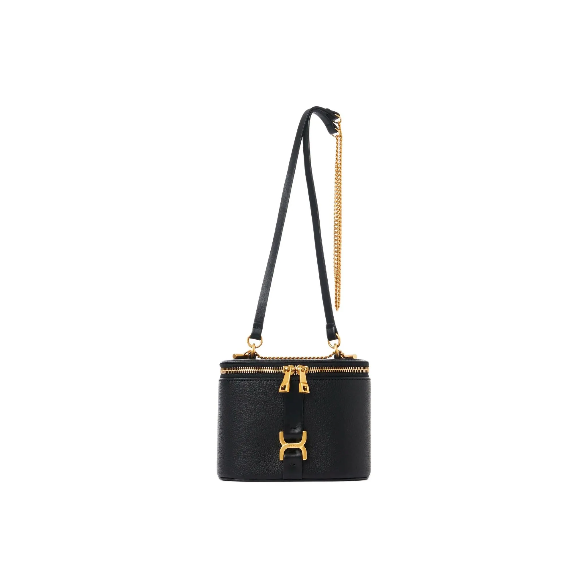 Chloe Marcie Grained Calfskin One Shoulder Crossbody Makeup Bag Mini Women's Black
