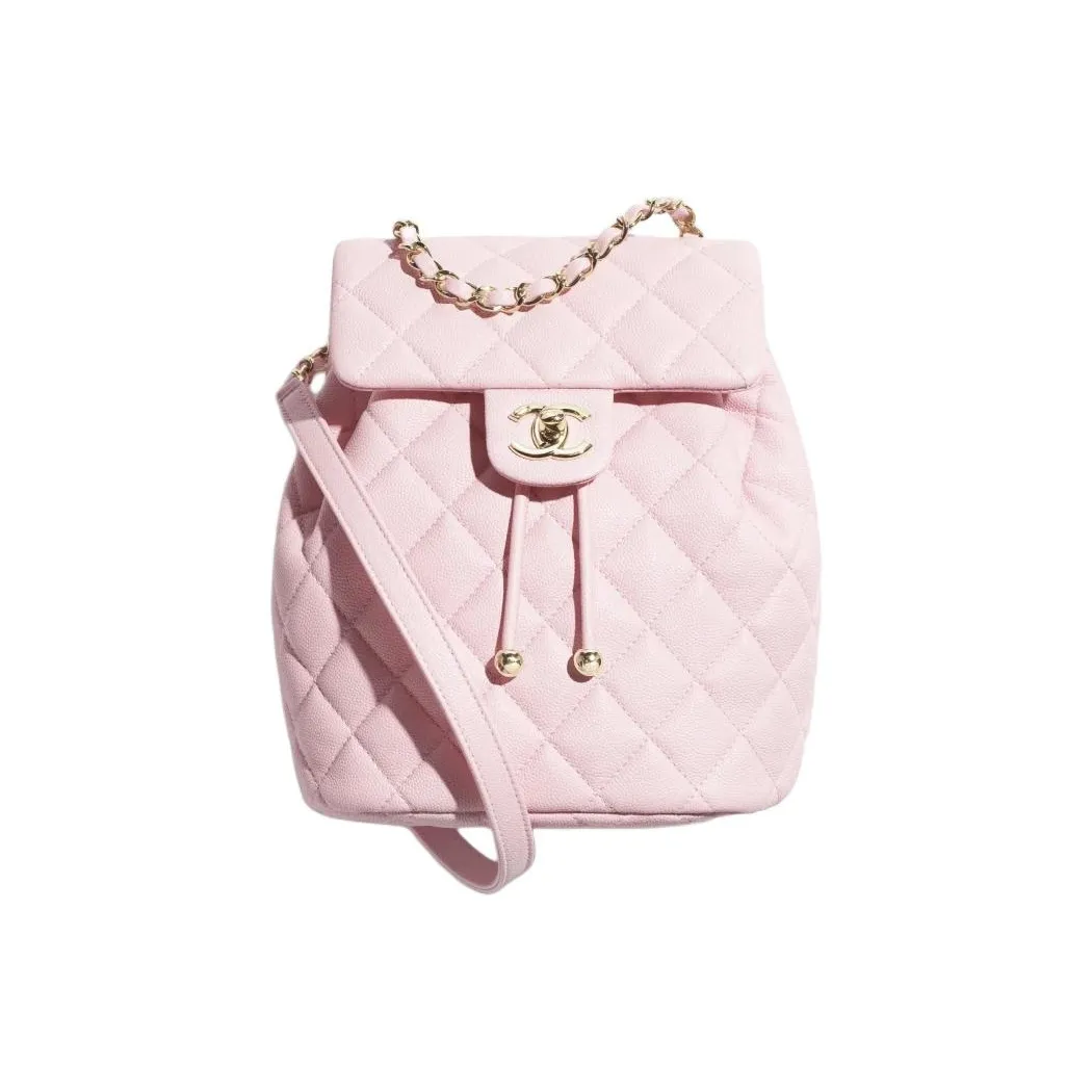 CHANEL Bright Grain Calfskin Backpack Women's Light Pink Red