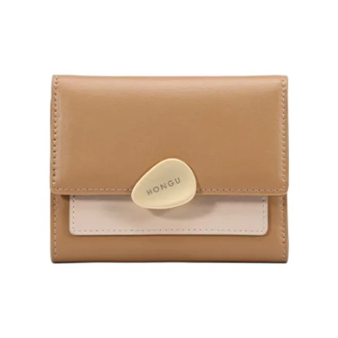 HONGU Кошелек из коровьей кожи женский светло-коричневый
