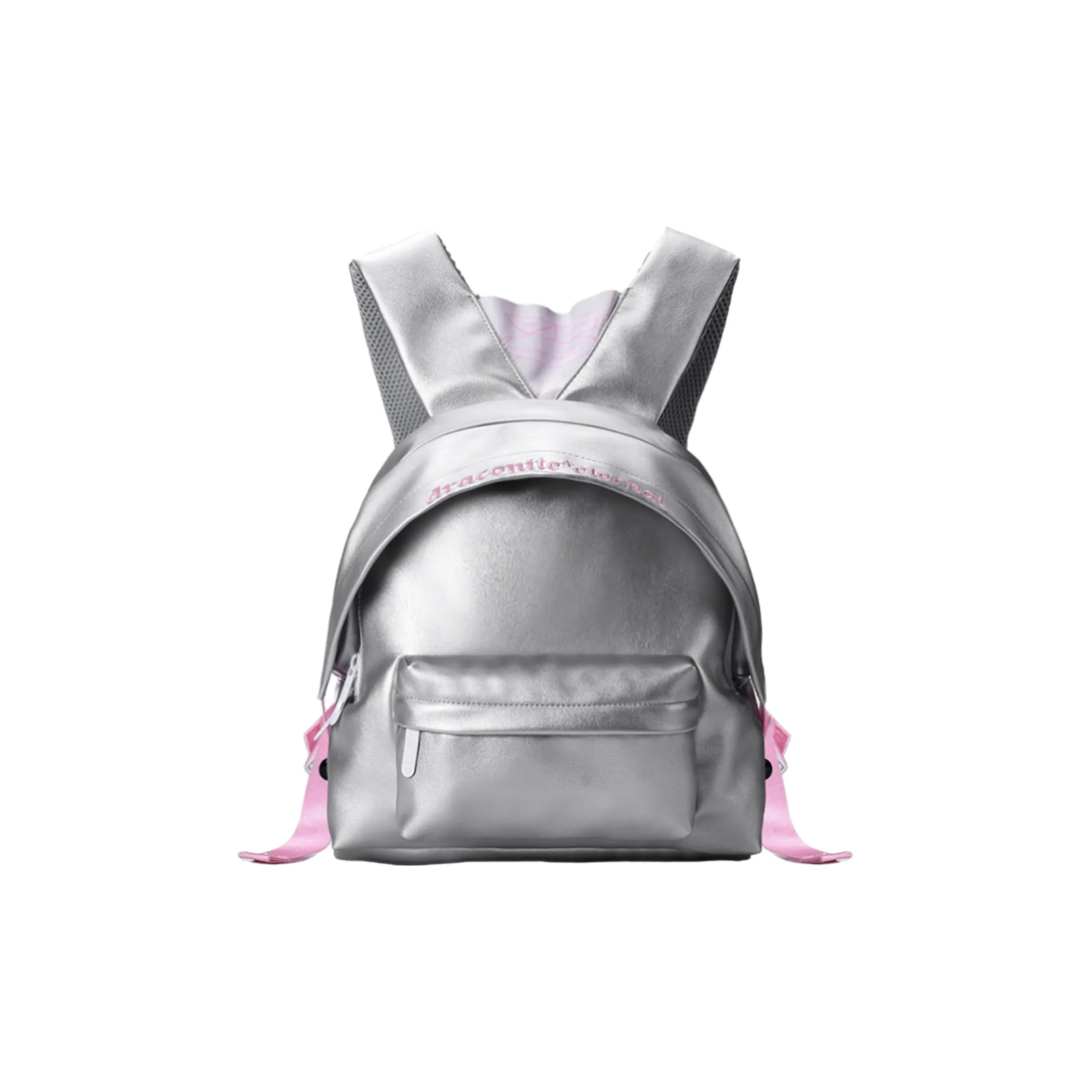 DRACONITE PU Students Backpack Mini Women's Silver Light Gray