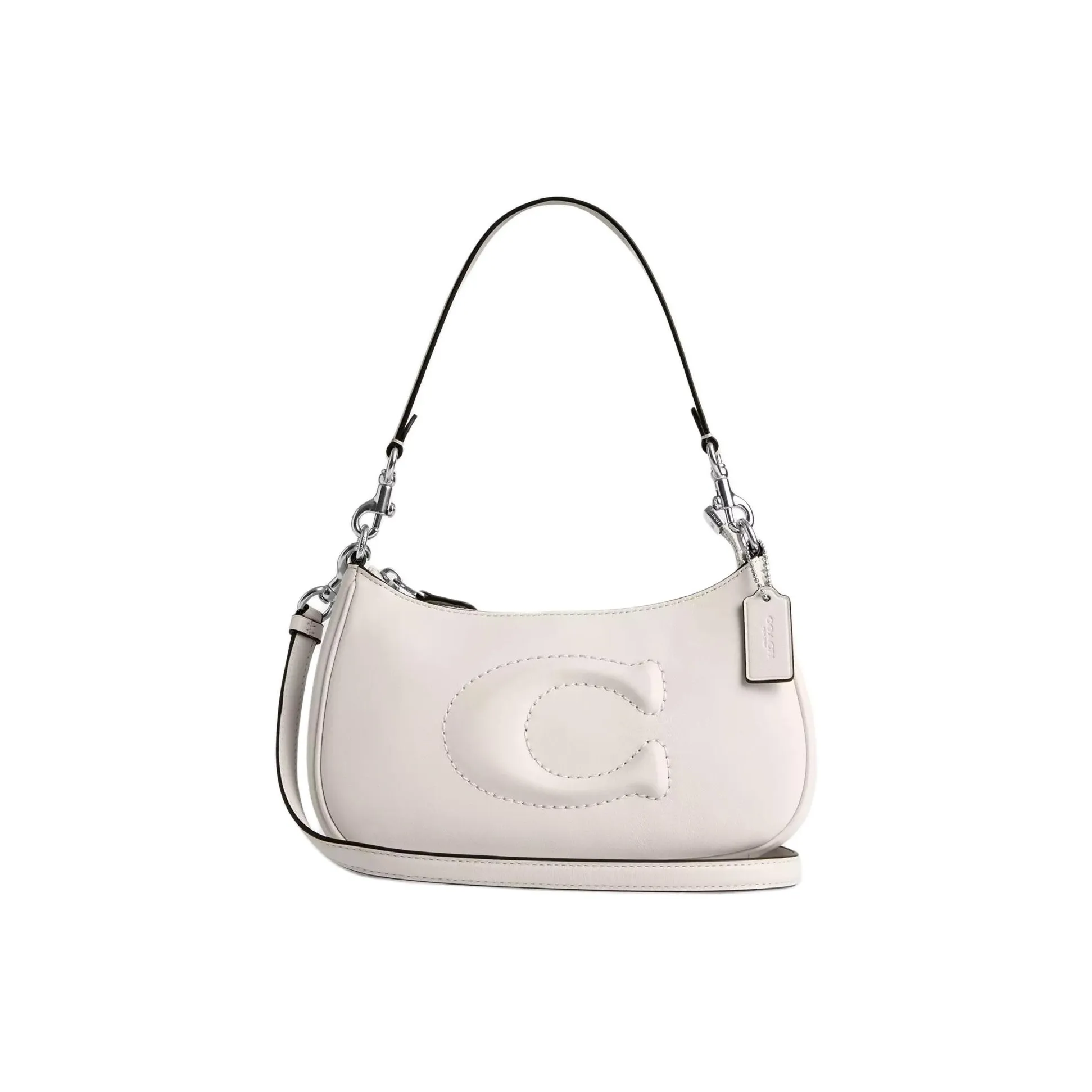 COACH Teri Гладкая кожа Сумка через плечо Сумка на плечо Женская серебряная и мел