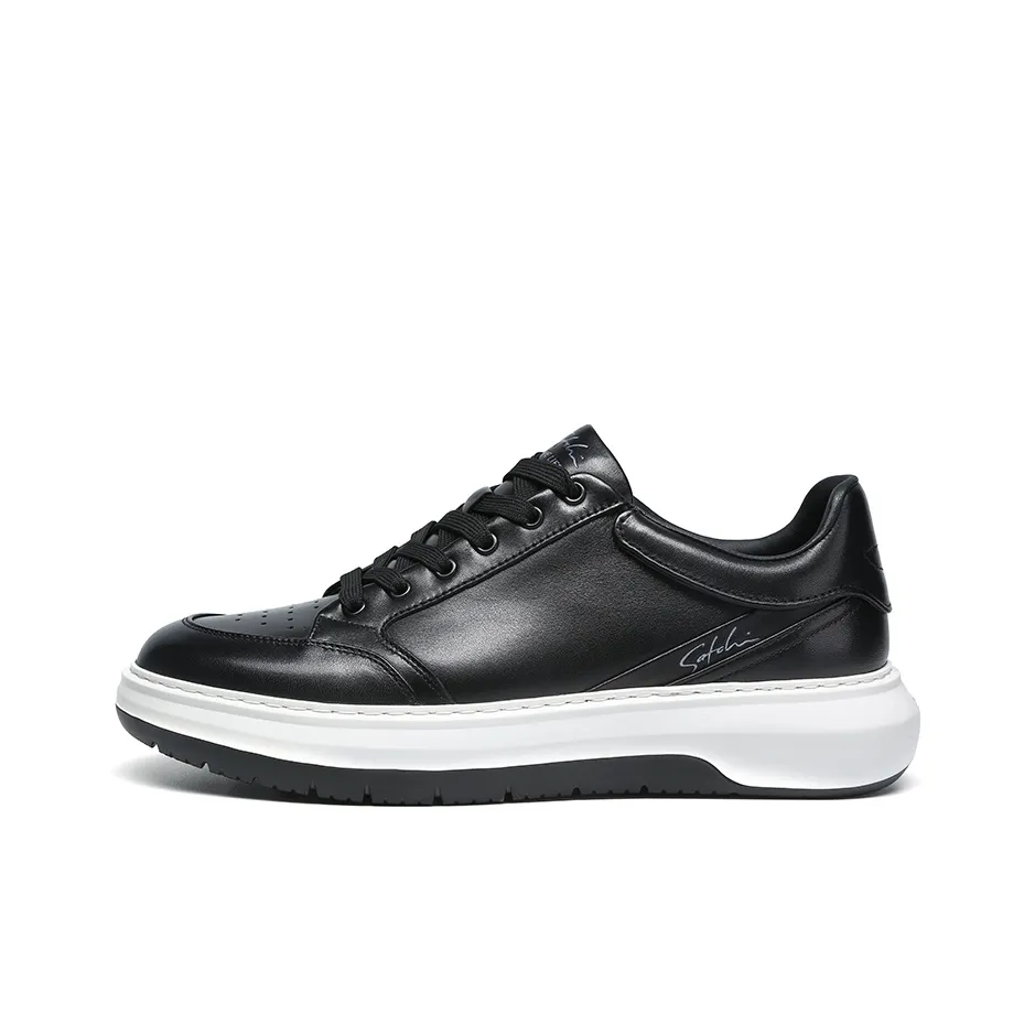 Satchi Шокабойеры Slip-Resistant Abrasion-Resistant Дышащие Низкие Кроссовки для Скейтбординга Мужские Черные 3 см