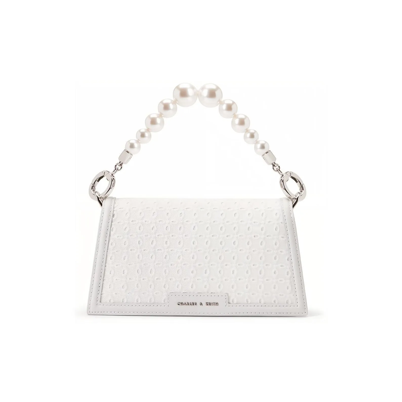 CHARLES&KEITH Wedding Cow Leather Handbag, Crossbody Bag Regular Women's White
