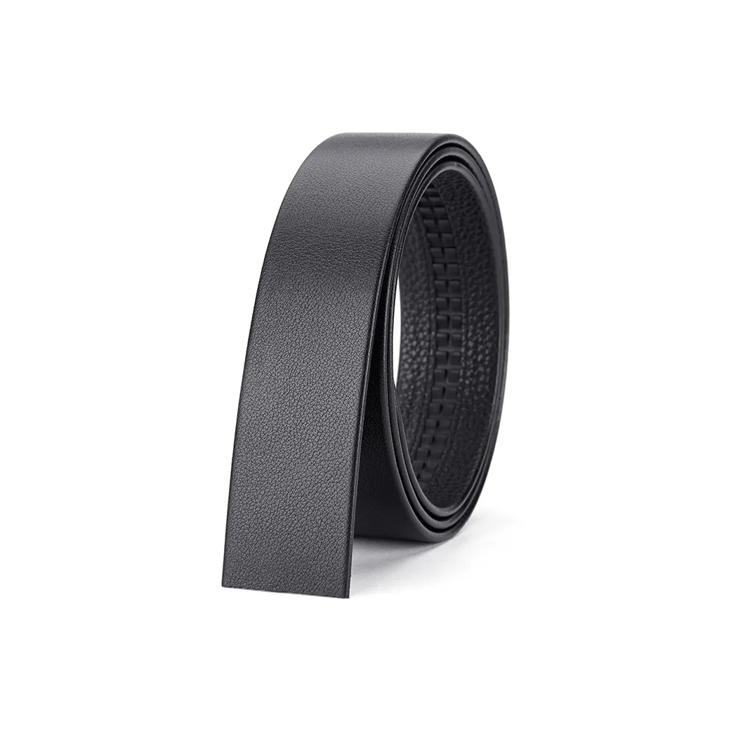 BISON DENIM Износостойкий Прочный Ремешок из крупнозернистой текстуры коровьей кожи Мужской Черный Ширина 3,5 см