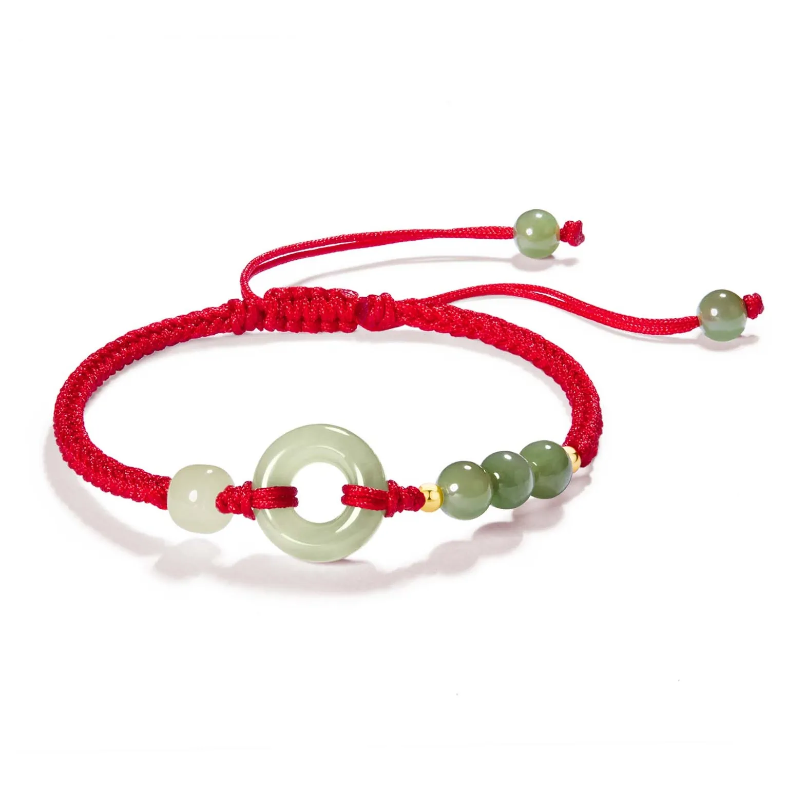 Far Mountain Joe Hetian Jade Fortune Bead Bracelet, Gift Box Set Unisex Pale Greenish White Jade