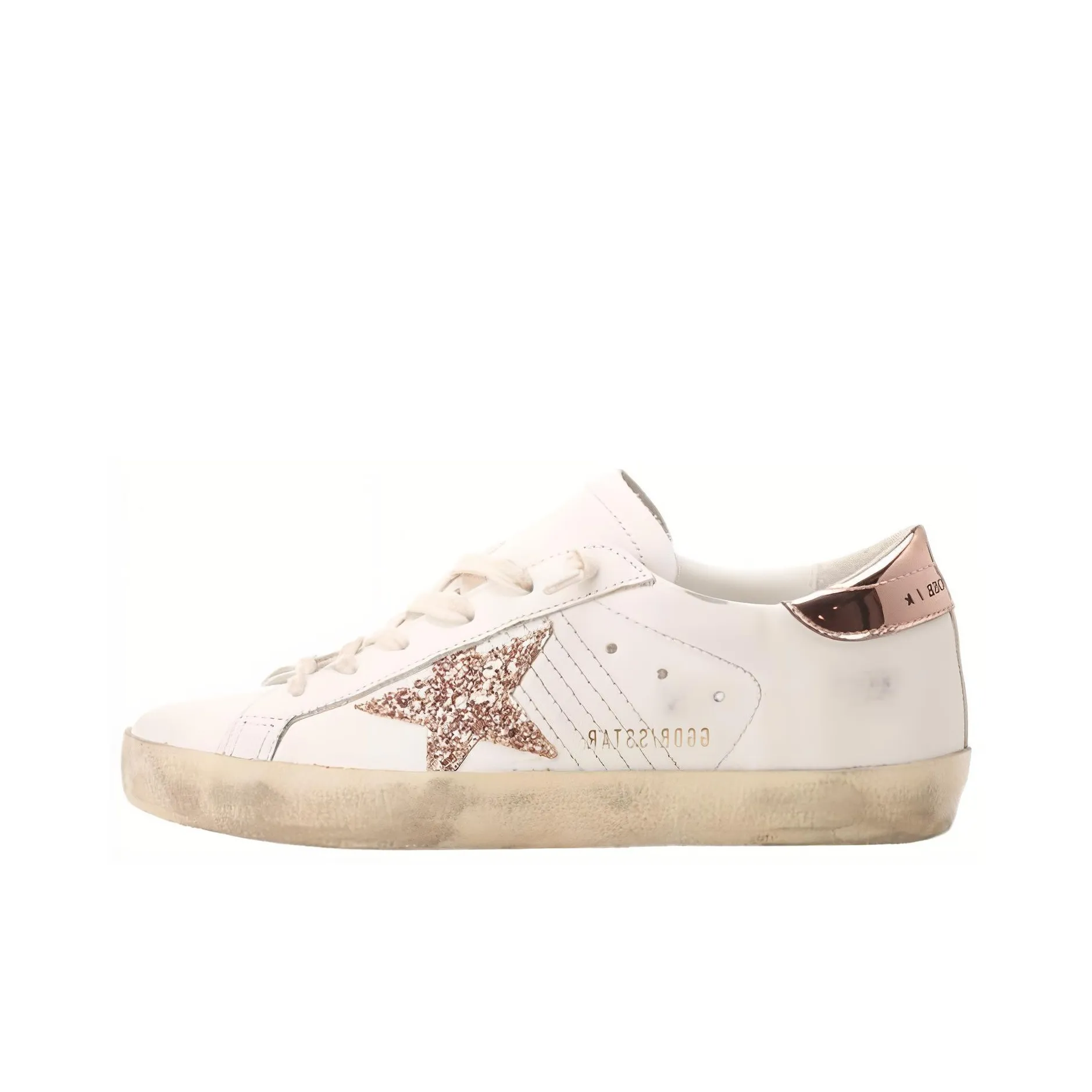 Golden Goose Super Star White Rose Gold Glitter Women's