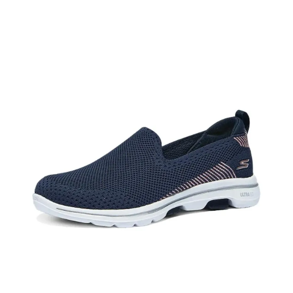Skechers Go Walk 5 Амортизация Устойчивость к истиранию Дышащая Низкий верх Повседневная обувь Женская Морской синий
